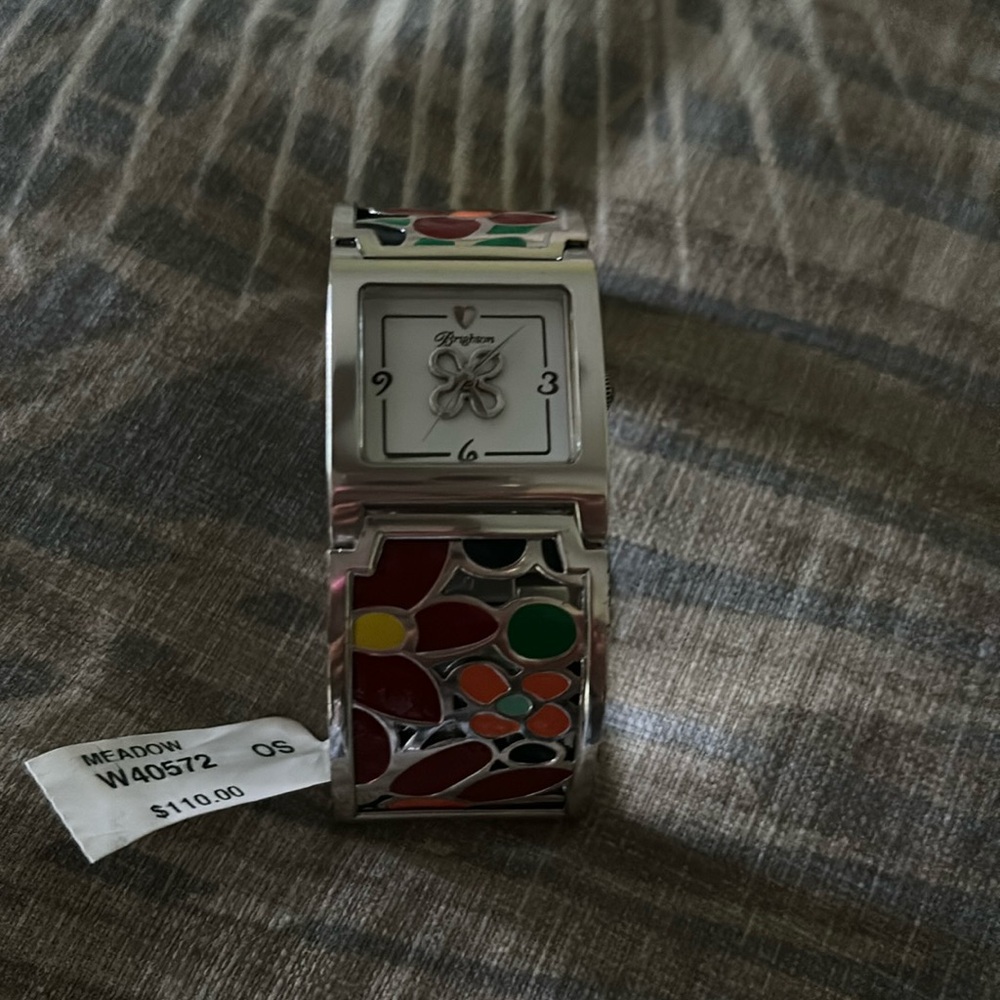 New Brighton watch with enameled flower  band